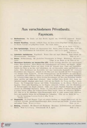 Aus verschiedenem Privatbesitz. Fayencen (Nr. 190-242)