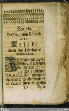 Vorrede Des Englischen Editoris an den Leser