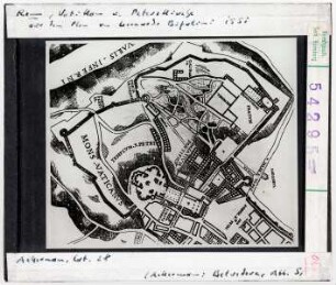 Rom: Vatikan und Peterskirche aus dem Plan von Leonardo Bufalini 1515