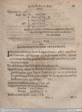 Caput XIII. De Differntialium Inventione.