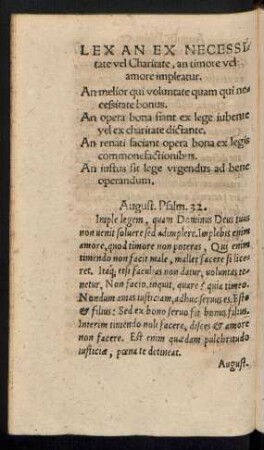 Lex An Ex Necessitate vel Charitate, an timore vel amore impleatur.