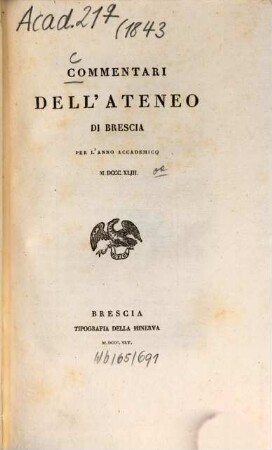 Commentari dell'Ateneo di Brescia, 1843