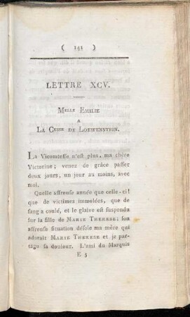 Lettre XCV. - Lettre C.