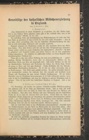 Grundsätze der katholischen Mädchenerziehung in England