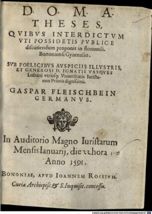 Theses, quibus interdictum, Uti possidetis