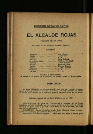 El alcalde Rojas : comedia en un acto