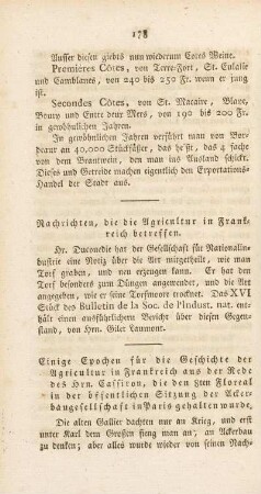 Einige Epochen für die Geschichte der Agricultur in Frankreich aus der Rede des Hrn. Cassiron ...