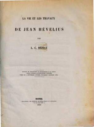 La vie et les travaux de Jean Hévelius