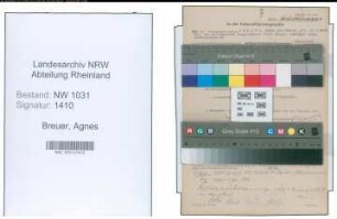 Entnazifizierung Agnes Breuer , geb. 21.09.1888 ()