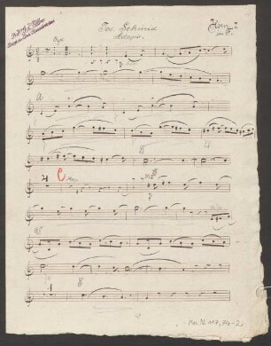 Adagio, cor (4), org, F-Dur - BSB Mus.N. 117,74-2 : [cor 1, heading:] Jos. Schmid. // Adagio.