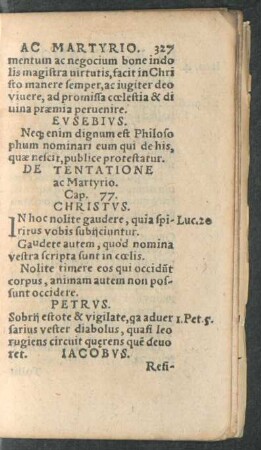De Tentatione ac Martyrio. Cap. 77.