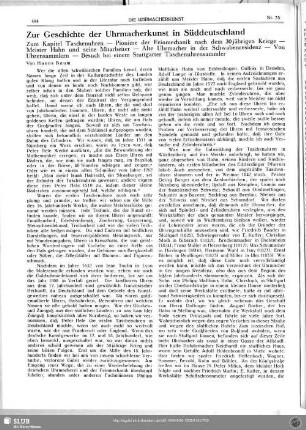 Zur Geschichte der Uhrmacherkunst in Süddeutschland