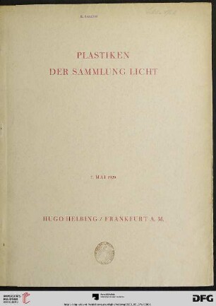 Plastiken der Sammlung Licht : Versteigerung: 7. Mai 1929