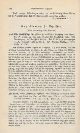 334-336 Empfehlenswerthe Schriften