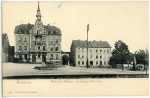 Rabenau. Markt m. Rathaus und Kriegerdenkmal