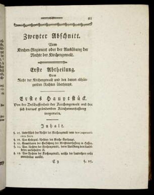 Erste Abtheilung. [§§ 15 - 55] Vom Rechte der Kirchengewalt und den davon abhängenden Rechten überhaupt