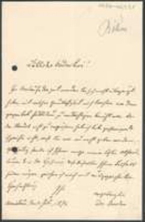 Brief von Joseph Boehm an Regensburgische Botanische Gesellschaft