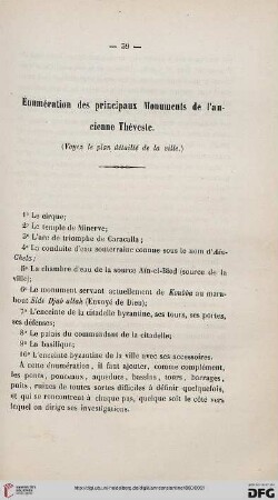 Énumération des principaux monuments de l'ancienne Théveste