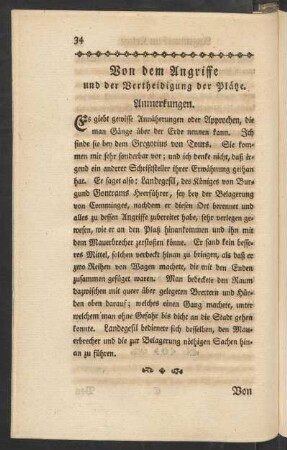Von dem Angriffe und der Vertheidigung der Plätze