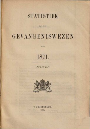 Statistiek van het gevangeniswezen : over .... 1871 (1873)