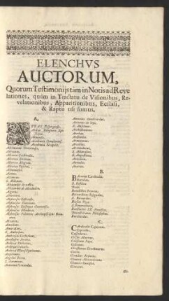 Elenchus Auctorum.