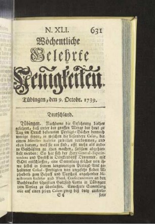 XLI. (9. Octobr. 1739)