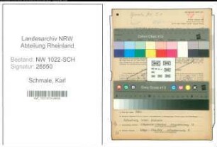 Entnazifizierung Karl Schmale , geb. 09.01.1882 (Postbeamter)