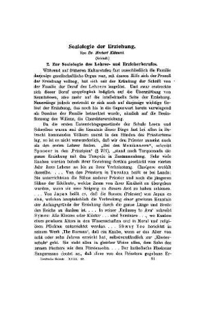 Soziologie der Erziehung : (Schluß)
