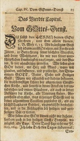 Das Vierdte Capitul. Vom Gottes-Dienst.