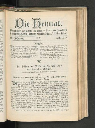 20. Jahrgang. No. 7. Juli 1910.