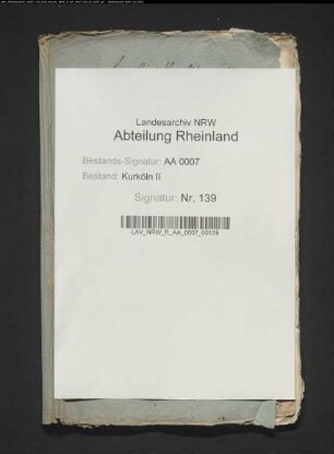 Aufzeichnungen über den Stand des Nachlasses des Erzbischofs Josef Clemens