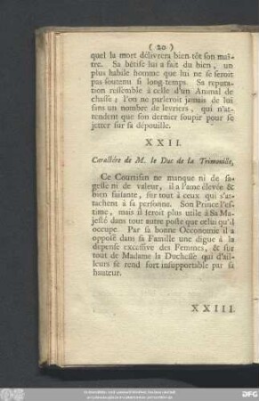 XXII. Caractére de M. le Duc de la Trimouille.