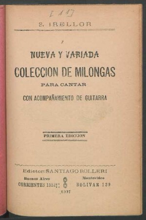 Nueva y variada colección de milongas para cantar con acompañamiento de guitarra
