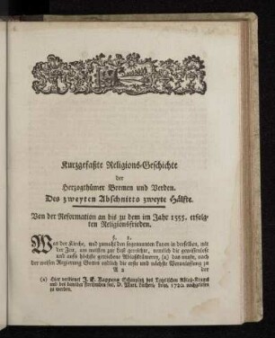 Kurzgefaßte Religions-Geschichte der Herzogthümer Bremen und Verden. Des zweyten Abschnitts zweyte Hälfte. Von der Reformation an bis zu dem im Jahr 1555. erfolgten Religionsfrieden.