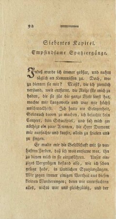 Siebentes Kapitel. Empfindsame Spaziergänge