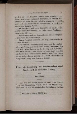 Ueber die Zersetzung des Traubenzuckers durch Kupferoxyd in alkalischer Lösung
