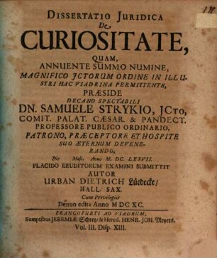 Diss. iur. de curiositate