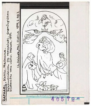 zu Raffael: Sixtinische Madonna, Rekonstruktion des vermeintlich ursprünglichen Zustandes von Ludwig Jelinek 1899