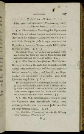 Zehnter Titel. Von der mittelbaren Erwerbung des Eigenthums