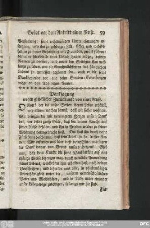 Danksagung wegen glücklicher Zurückkunft von einer Reise.