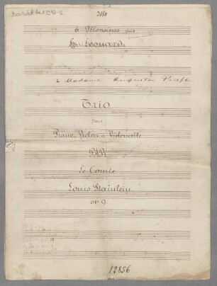 Trios, Violine, Violoncello, Klavier, op. 9. - BSB Mus.Schott.Ha 13942-2