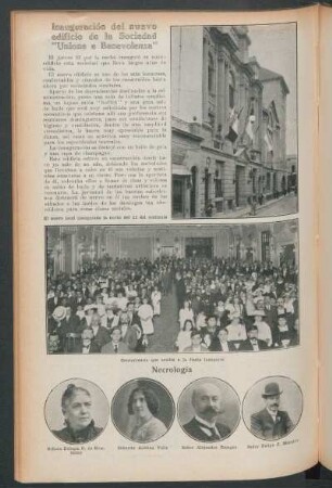 Inauguración del nuevo edificio de la Sociedad "Unione e Benevolenza"