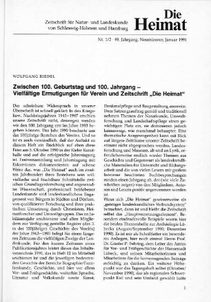 Zwischen 100. Geburtstag und 100. Jahrestag - Vielfältige Ermutigungen für Verein und Zeitschrift "Die Heimat"