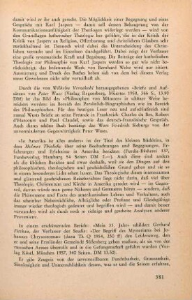 381 [Rezension] Wust, Peter, Briefe und Aufsätze