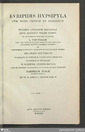 Specimen literarivm inavgvrale qvod annvente svmmo nvmine ... pro gradv doctoratvs