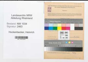 Entnazifizierung Heinrich Hokenbecker , geb. 03.05.1911 (Stabsfeldwebel)