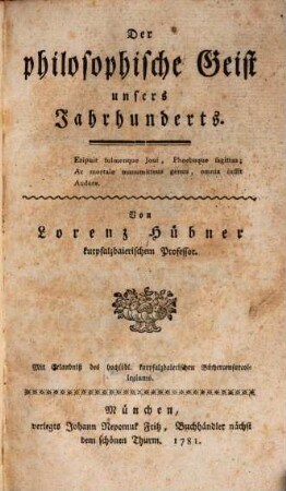 Der philosophische Geist unsers Jahrhunderts