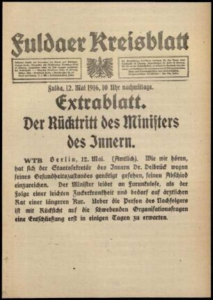 Zweite Ausgabe vom Freitag, den 12. Mai 1916.