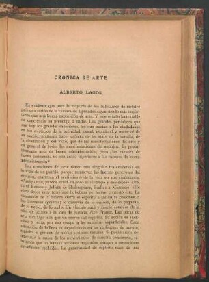 Crónica de arte : Alberto Lagos