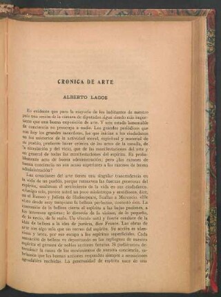 Crónica de arte : Alberto Lagos